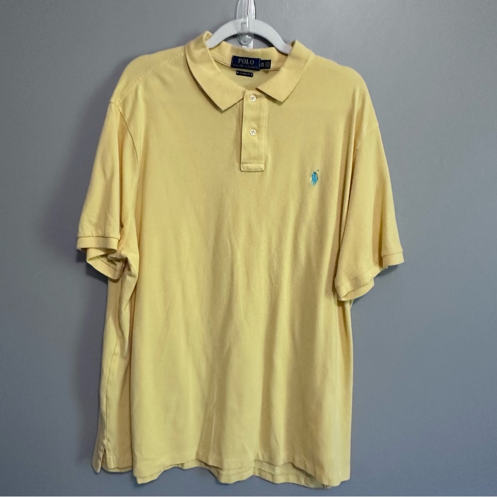 Polo Ralph Lauren Mens Polo Shirt Solid Yellow 2XL Cotton Short Sleeve Collar